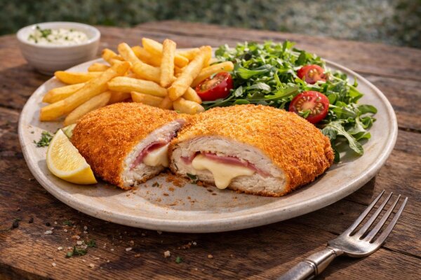 Hähnchen Cordon Bleu, tischfertig gebratenes...